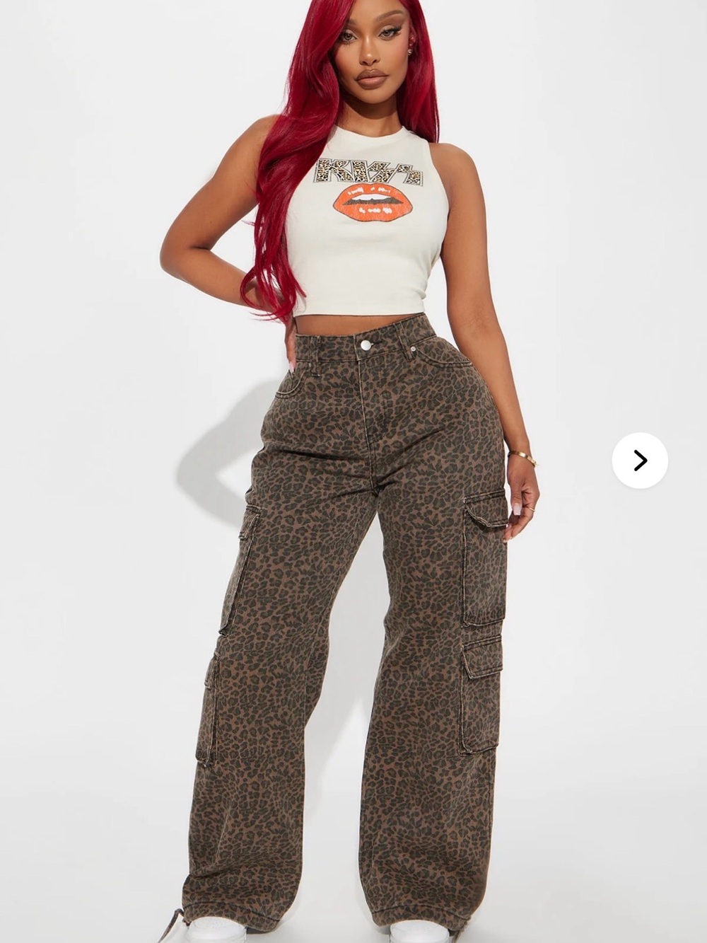 Fashion Nova Leopard Cargo Wide Leg Pants - Brown/Black